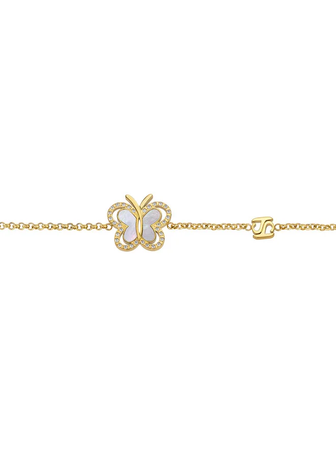 Saint Honore Paris MOP Butterfly Motif Gold Plated Bracelet Elegant Designer Jewelry