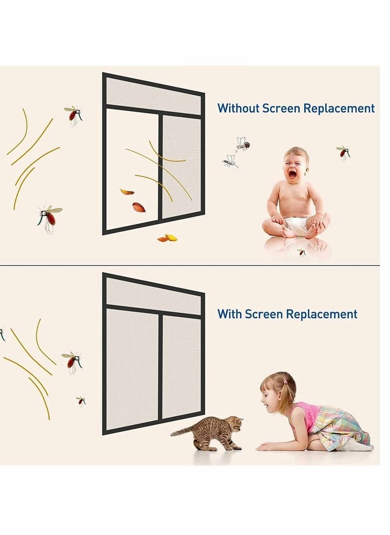 Y&D - DIY Self-adhesive Window Screen, Netting with Hook Sticky Tape and Cleaning Brush, Upgrade Encryption Removable Bug Mosquito Net for Windows, Adjustable Fits Any Size (1.5M x 2M, White) - Image 1