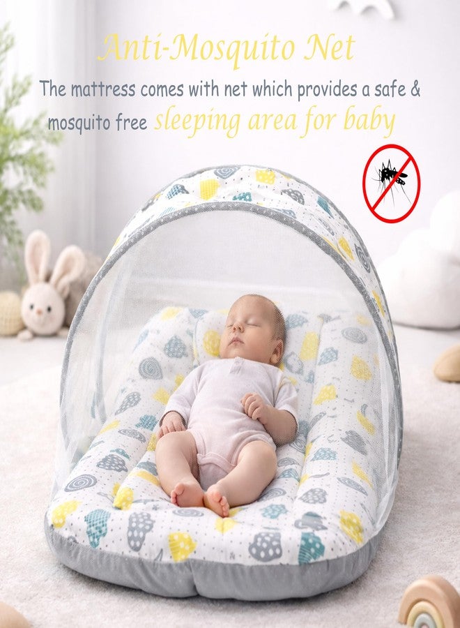 Fareto Combo of Baby Nest | Net with Bed | Carry Bag | 4 Pcs Bedding Set(0-6 Months) (Fullset_Nest) (FULLSET NEST Gray SPRIAL) - Image 5