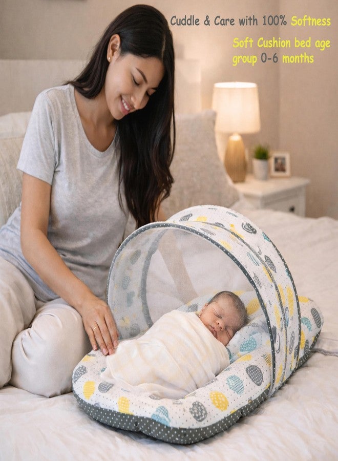 Fareto Combo of Baby Nest | Net with Bed | Carry Bag | 4 Pcs Bedding Set(0-6 Months) (Fullset_Nest) (FULLSET NEST Gray SPRIAL) - Image 2