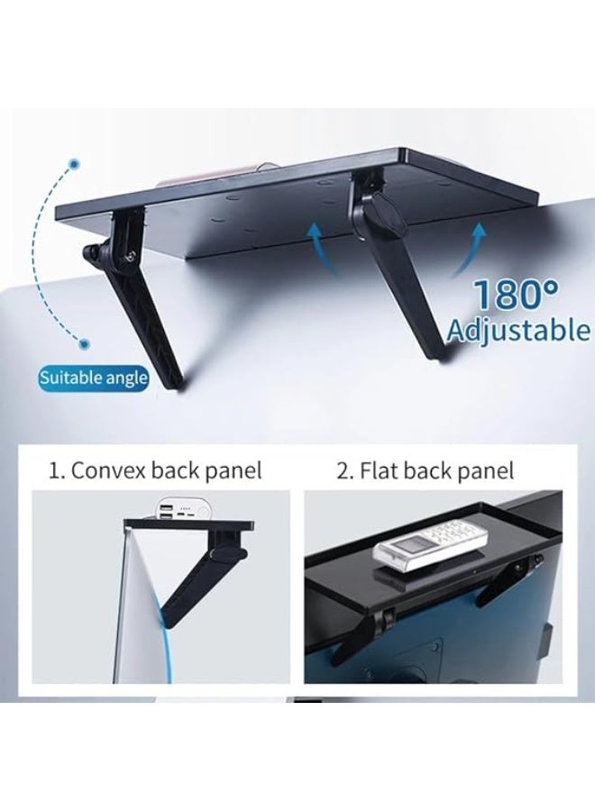 Large foldable storage rack for router, plastic top shelf for TV monitor, desktop organizer for router, modem, remote control, and receiver, space saver, mobile display stand, 30 x 13 cm, black - Image 2