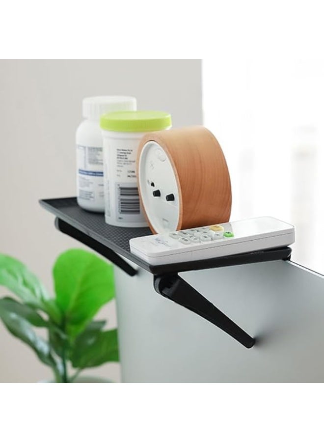 Large foldable storage rack for router, plastic top shelf for TV monitor, desktop organizer for router, modem, remote control, and receiver, space saver, mobile display stand, 30 x 13 cm, black - Image 4