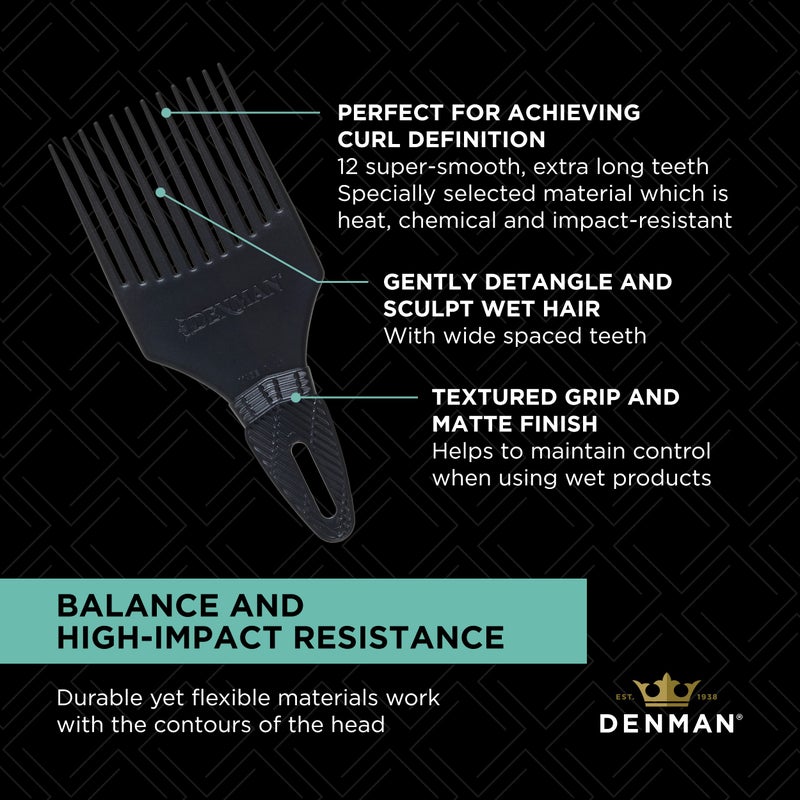 DENMAN Jack Dean by Denman (Black) Curl Volumiser Comb for Separating, Styling, Defining, Enhancing & Boosting Curls (D17) - Image 5