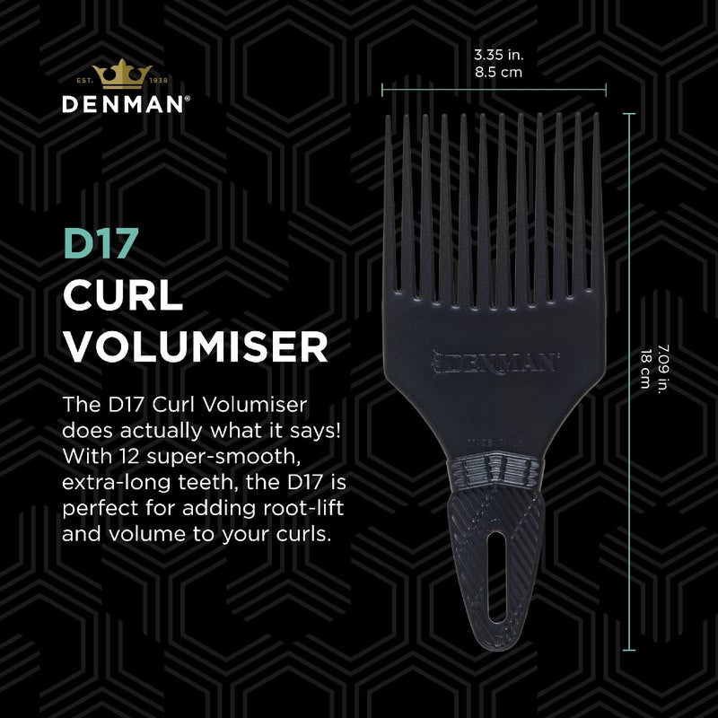 DENMAN Jack Dean by Denman (Black) Curl Volumiser Comb for Separating, Styling, Defining, Enhancing & Boosting Curls (D17) - Image 2