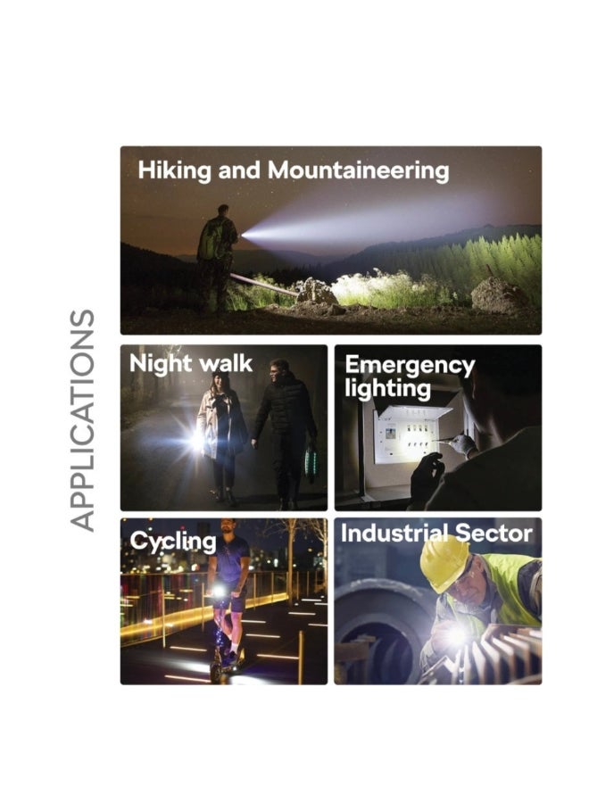 Philips Pack of 5 Philips LED Rechargeable Flashlights | 1000 Lumens Brightness | 900m Beam Range | Zoom Function | Aircraft Aluminium Alloy Body | 2000mAh Rechargeable Battery | Multiple Lighting Modes | Water & Drop Resistant | Grey | SFL2142C5 grey - Image 4