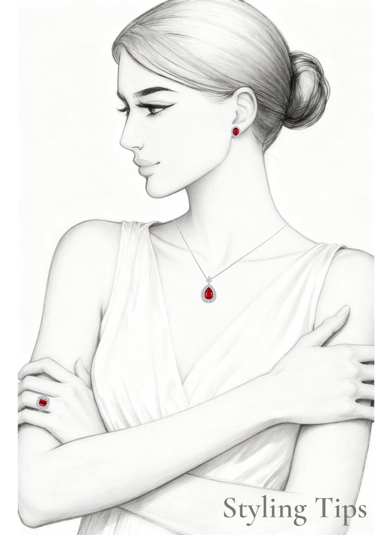 غَيْرُ مَألُوف أقراط مسمارية بتصميم هالة ملكي من الياقوت الأحمر الملكي المزروع في المختبر بوزن 2+2 قيراط - Image 5