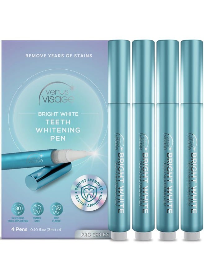 Venus Visage قلم تبييض الأسنان الاحترافي (4 أقلام)، أكثر من 40 تطبيق - تبييض الأسنان، مضاد للبقع وجيل غير مؤلم - علاج للأسنان البيضاء وبدون بقع في 30 ثانية (نعناع) - Image 1