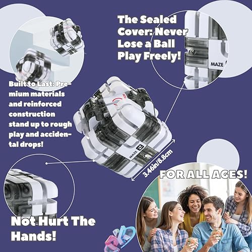 Wovnet 1 Sets 3x3 Large Labyrinth 3D Rolling Puzzle Maze Game Gravity 3D Puzzle Cube Brain Teaser Ball Games for Kids Education Sensory Toys Gift for Adults ClassicalWhite - Image 5