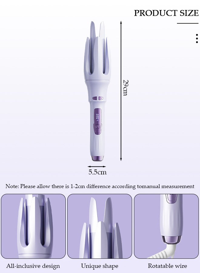 DUNISO بكرات تجعيد الشعر الأوتوماتيكية، مكواة تجعيد الشعر الأوتوماتيكية المتطورة على شكل بتلات، موجات كبيرة 32 مم، طلاء العناية بالشعر، تسخين سريع، التحكم في 3 درجات حرارة، حماية متعددة، اصنع تجعيدات جميلة دون عناء - Image 2