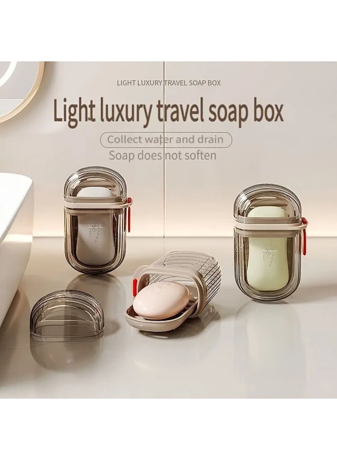 Transparent Gray Portable Soap Box With Lid Sealed Drainage Design For Travel Camping - Image 4