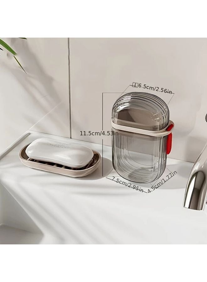 Transparent Gray Portable Soap Box With Lid Sealed Drainage Design For Travel Camping - Image 3