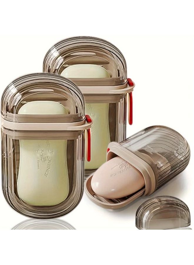 Transparent Gray Portable Soap Box With Lid Sealed Drainage Design For Travel Camping - Image 1