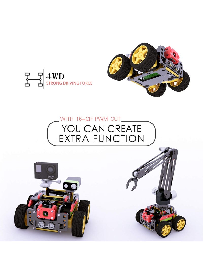 Adeept Adeept 4WD Smart Robot Kit Compatible with Raspberry Pi 4 3 Model B+ B, OpenCV Target Tracking, Real-Time Video, AWR Robotic Car Kit Adult with PDF  - Image 4