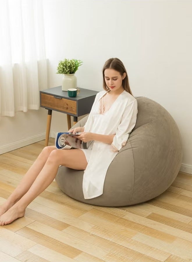 Inflatable Beanless Bag Sofa – Lazy Living Room Sofa  Lounge Chair with Air Pump (Light Brown) - Image 4