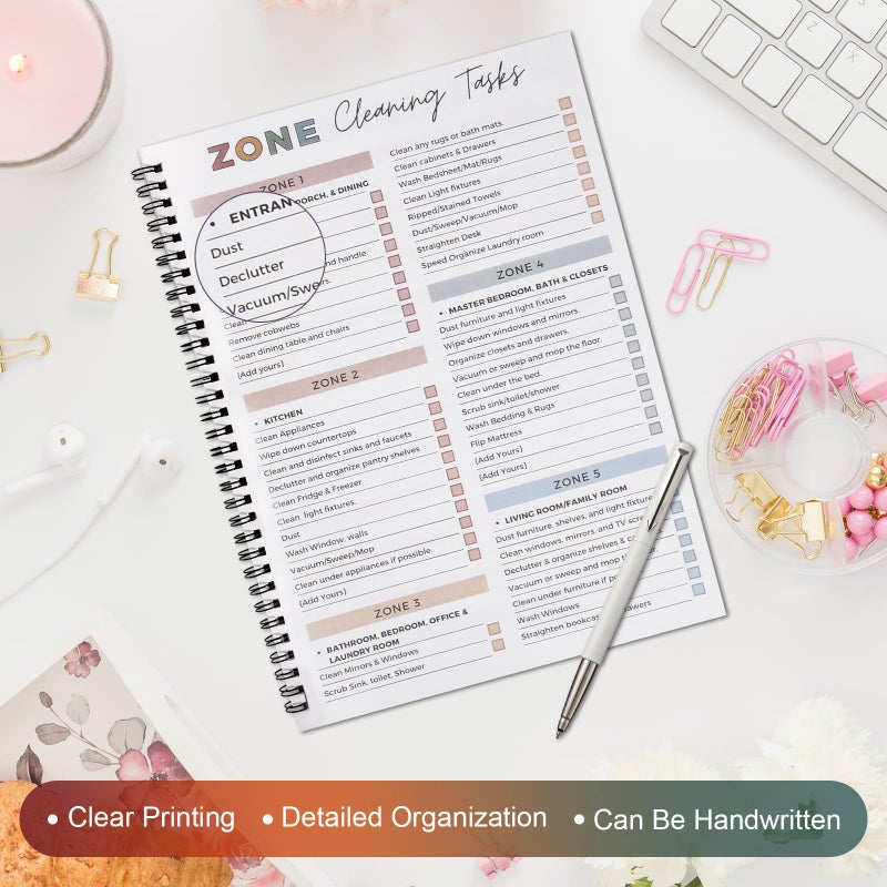 FASBET Adhd Cleaning Planner for Adults and Teens Adhd Cleaning and Organizing Planner Cleaning Schedule and Checklist Notebook List Daily Weekly Monthly for Home Chore Chart Adhd Daily Planner - Image 4