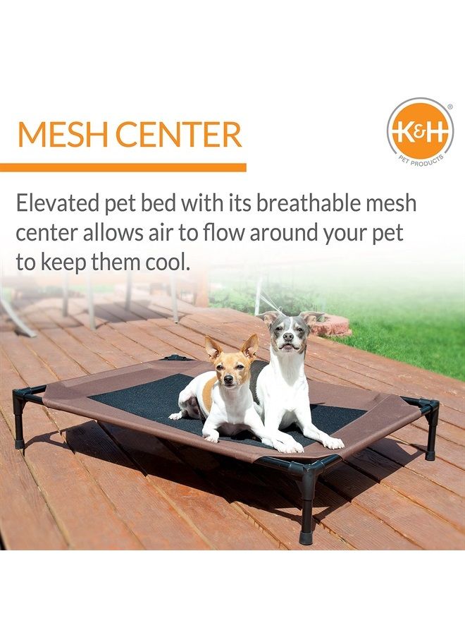 K&H Pet Products Cooling Elevated Dog Bed Outdoor Raised Dog Bed with Washable Breathable Mesh, Dog Cot Bed No-Slip Rubber Feet, Portable Dog Cot Indoor Outdoor Dog Bed, Medium Chocolate/Black Mesh 
