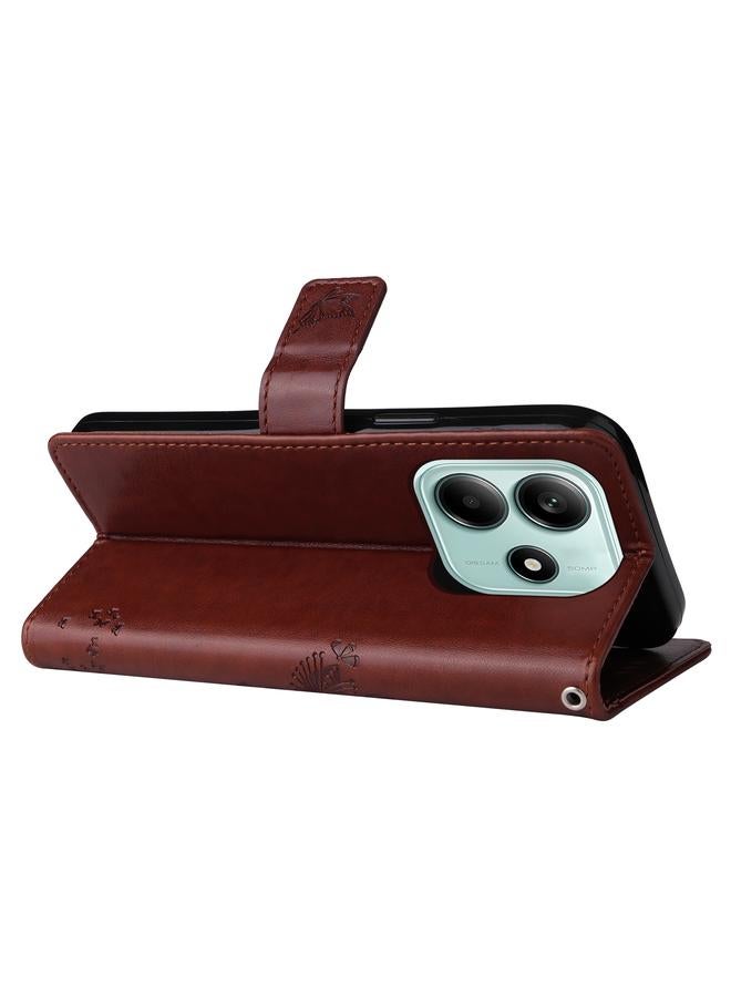 erorex Case For Redmi Note 14 5G Tree & Cat Embossed Pattern Flip Leather Phone Case - Image 5