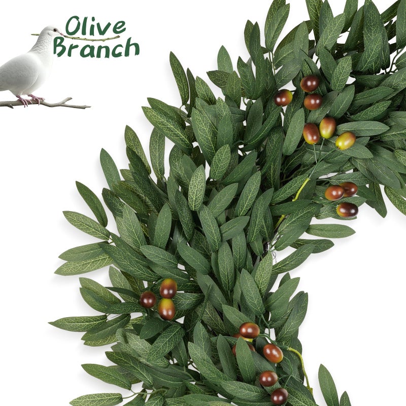 COLORSPEC 26 Inch Olive Wreaths for Front Door, Artificial Large Spring Summer All Seasons Year Round Green Lush Olive Branch Wreath for Home Farmhouse Porch Window Outdoor Indoor - Image 3