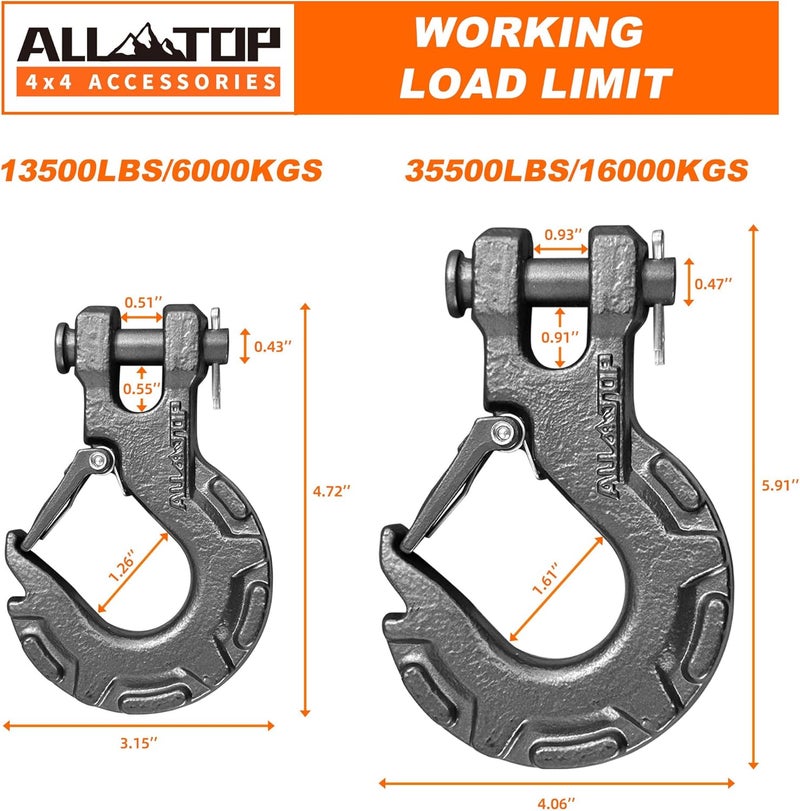 ALL-TOP Forged Steel 3/8” Winch Hook 35500lbs Heavy Duty for Jeep/SUV/Truck/Van/Boat - Image 3