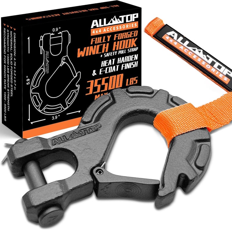 ALL-TOP Forged Steel 3/8” Winch Hook 35500lbs Heavy Duty for Jeep/SUV/Truck/Van/Boat - Image 1