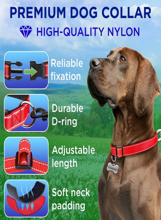 TECEUM Reflective Dog Collar – Red – S – Extra Soft Padding – Basic Nylon Pet Collar – Quick Release Buckle – Fits Small, Medium and Large Dogs, Puppies, Cats – ESA & Service Dog Options - Image 2