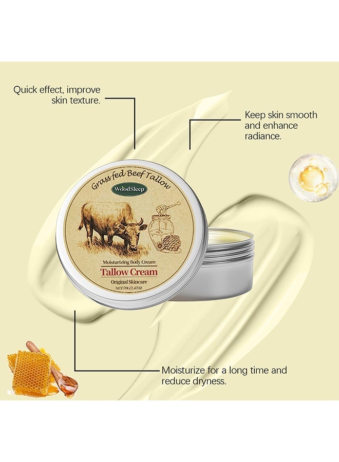 WoodSleep Tallow Cream,Beef Tallow Balm for Skin Care – Unscented, All Purpose Balm for Sensitive Skin Heals and Hydrates with Olive Oil + Tallow from Grass-Fed Cows – Beef Tallow for Skin ,70g - Image 3