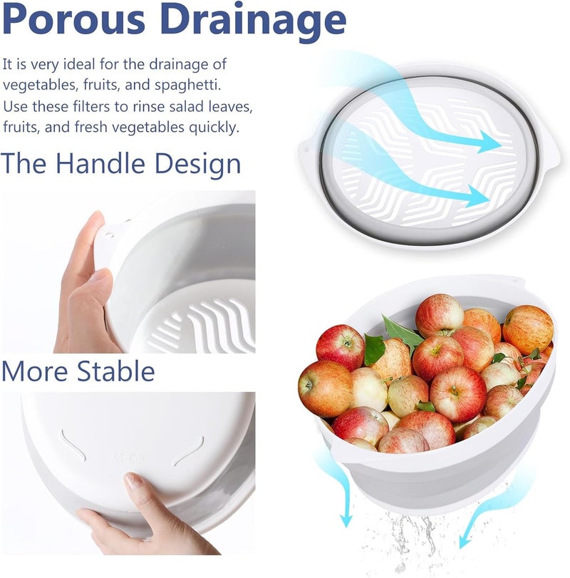 Excefore 2-in-1 Collapsible Colander Basket, Portable Vegetable and Fruit Washing Drain Tool, RV Folding Dish Drainer for Sinks, Kitchen, Home, Restaurant, Small Size - Image 4