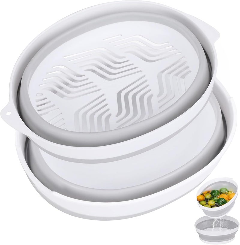 Excefore 2-in-1 Collapsible Colander Basket, Portable Vegetable and Fruit Washing Drain Tool, RV Folding Dish Drainer for Sinks, Kitchen, Home, Restaurant, Small Size - Image 1