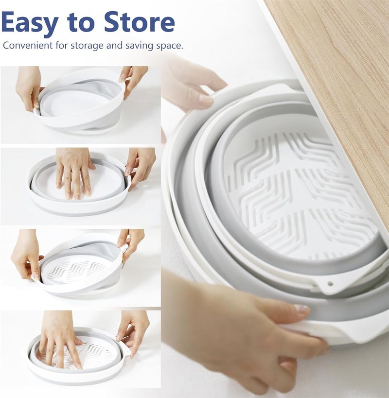 Excefore 2-in-1 Collapsible Colander Basket, Portable Vegetable and Fruit Washing Drain Tool, RV Folding Dish Drainer for Sinks, Kitchen, Home, Restaurant, Small Size - Image 5