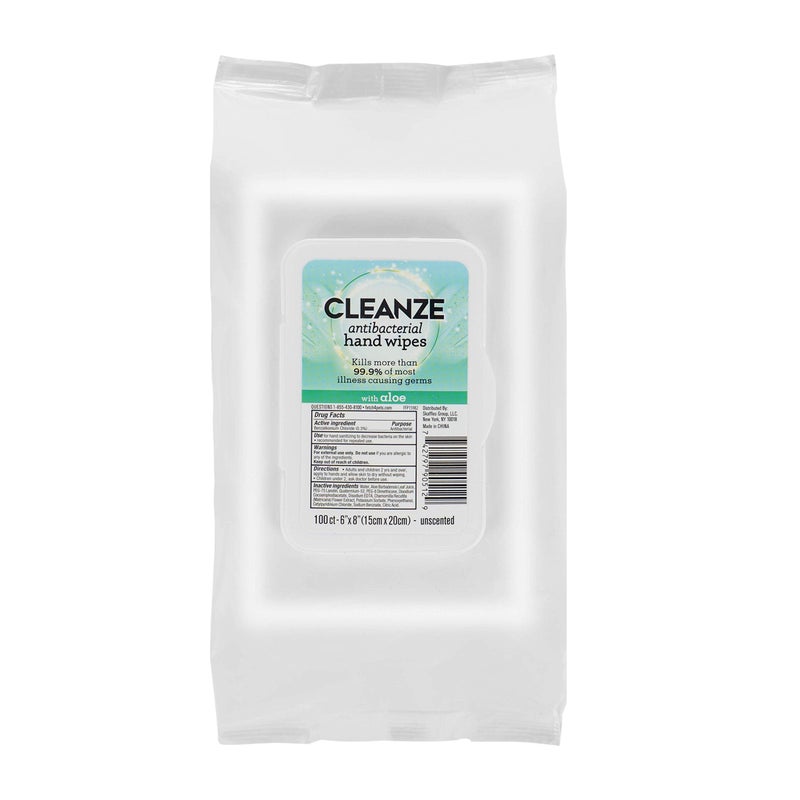 Cleanze Cleanze Antibacterial Hand Sanitizing Wipes 100 Count Hand Wipes Unscented Disinfecting Hand Sanitizer Wipes with Aloe Antibacterial Hand Wipes Kill 999 of Most Illness Causing Germs