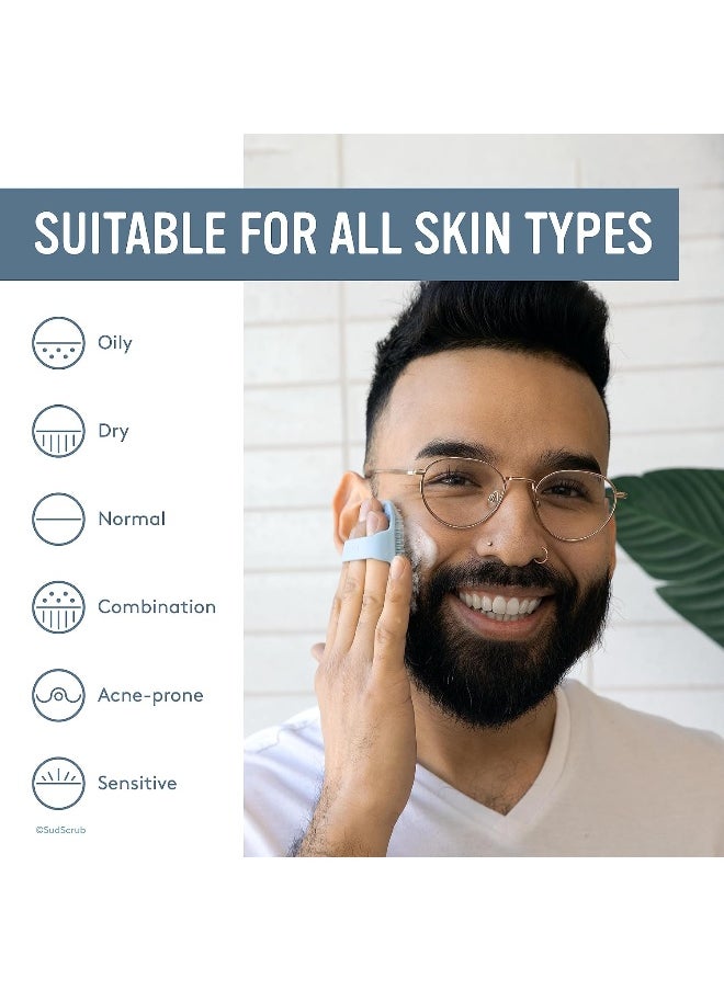 Sud Scrub Antimicrobial Silicone Face Scrubber, 1 Pack, Gentle Face Exfoliator For Sensitive Skin, Eco Friendly Facial Cleansing Brush For Acne, Exfoliating Face Brush For Men And Women (Blue)  - Image 4