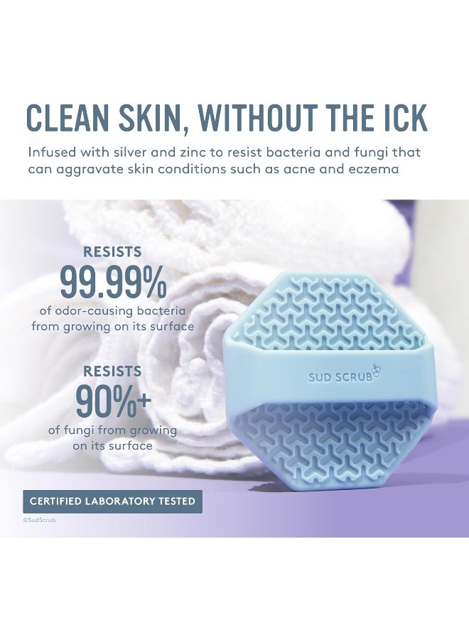 Sud Scrub Antimicrobial Silicone Face Scrubber, 1 Pack, Gentle Face Exfoliator For Sensitive Skin, Eco Friendly Facial Cleansing Brush For Acne, Exfoliating Face Brush For Men And Women (Blue)  - Image 2