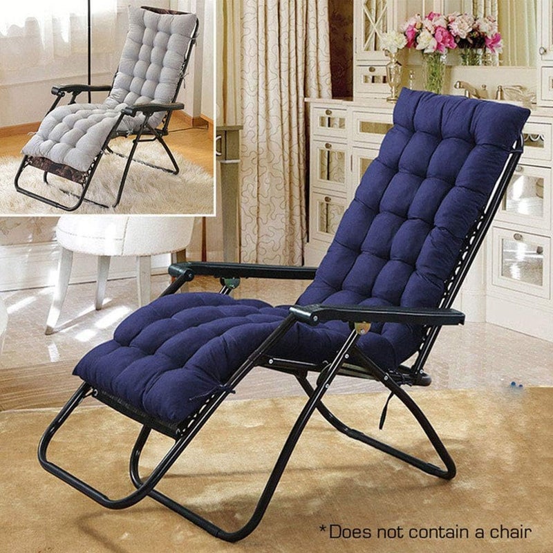 20.8x65 Inch Chaise Lounger Cushions Rocking Chair Sofa Cushion with Ties, Thicker Soft Comfortable Zero Gravity Chair Pad for Outdoor Indoor Home Office (Blue) - Image 5