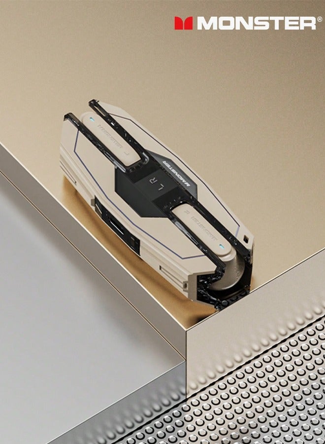 Monster XKT08 Pro Wireless Bluetooth Earbuds Gaming Headphones Deep Bass Low Latency Game Headset with Built-in Microphone Noise Cancellation lvory - Image 2