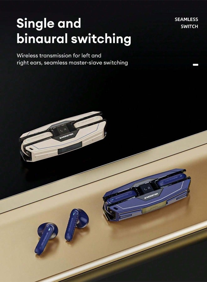 Monster XKT08 Pro Wireless Bluetooth Earbuds Gaming Headphones Deep Bass Low Latency Game Headset with Built-in Microphone Noise Cancellation lvory - Image 4