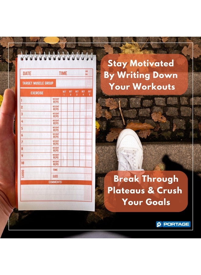 Portage Fitness & Workout Notebook - Fitness Journal, Workout Log, Exercise & Weight Training Notebook Planner, Fitness Tracker Log for Bodybuilding - 4 x 8 Inches, 140 Pages, 70 Sheets (Pack of 3) - Image 4