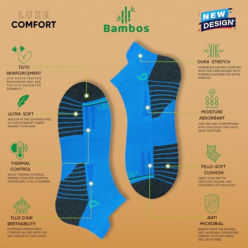 BAMBOS Bamboo Fibre Bamboo Ankle Length Socks For Men Anti-Microbial Ultra Soft Padded Ankle Socks, Pack Of 3 Multicoloured - Image 2