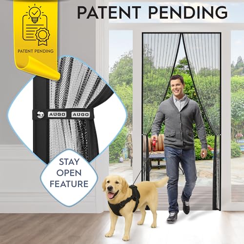 AUGO Magnetic Screen Door - Self Sealing, Heavy Duty, Hands Free Mesh Partition Keeps Bugs Out - Pet and Kid Friendly - Patent Pending Keep Open Feature - 38 Inch x 83 Inch - Image 2