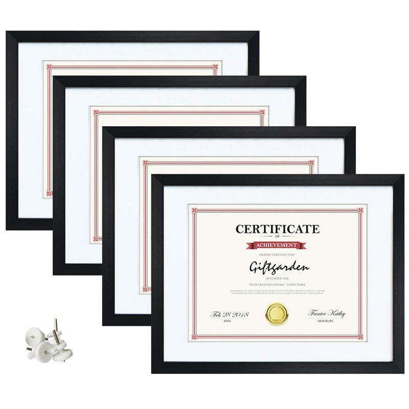 Giftgarden Black 85 x 11 Picture Frame with Mat 10x12 Frame Matted to 85x11 Award Certificate Document Photo Wall or Tabletop Display Set of 4