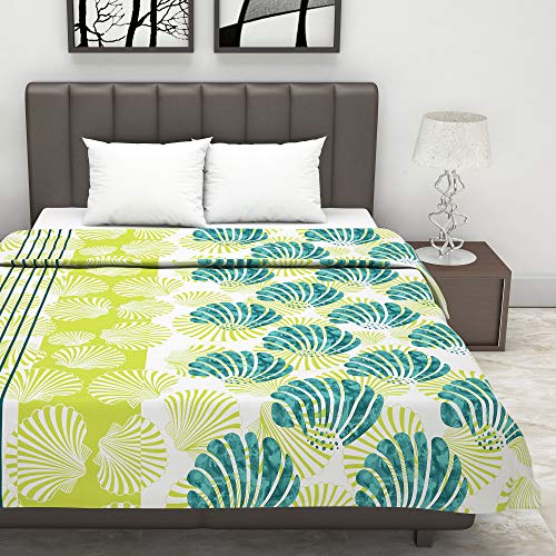 Divine Casa Glace Cotton 120 GSM Reversible Lightweight Printed Double Bed AC Dohar Blanket Quilt - Lime Green and Brown| TC - 120 - Image 3