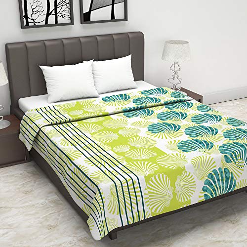 Divine Casa Glace Cotton 120 GSM Reversible Lightweight Printed Double Bed AC Dohar Blanket Quilt - Lime Green and Brown| TC - 120 - Image 2