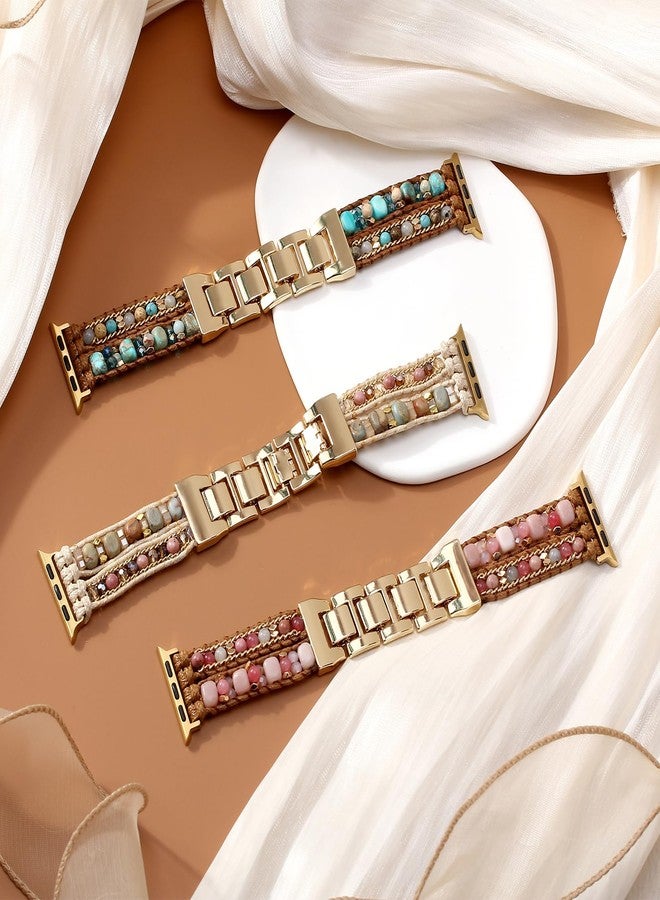 Wingoden Boho Bracelet Compatible with Apple Watch Band Beaded 49mm/45mm/44mm/42mm Natural Stone iWatch Band Multilayer Wrap Apple Watch Strap Ultra Series 8/7/6/5/4/3/2/1/SE, Blue - Image 2
