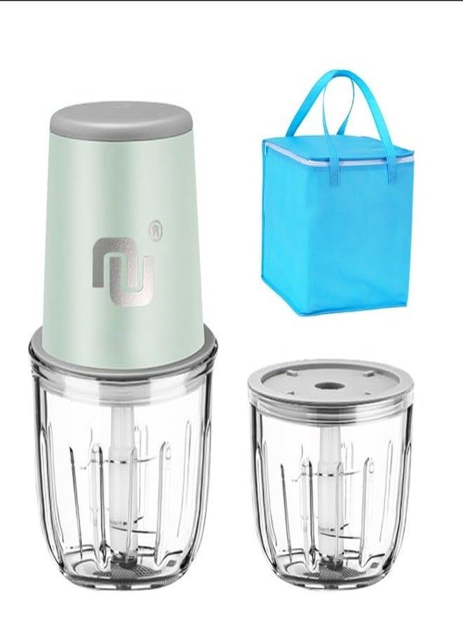 NUNET Rechargeable Cordless Food Processor & Chopper - 2 Glass Bowls (300ml & 600ml), Portable w. Carry Bag for Dicing, Mincing & Pureeing Vegetables, Fruits & Meat (2025 Upgraded w. Type C Charging) - Image 1