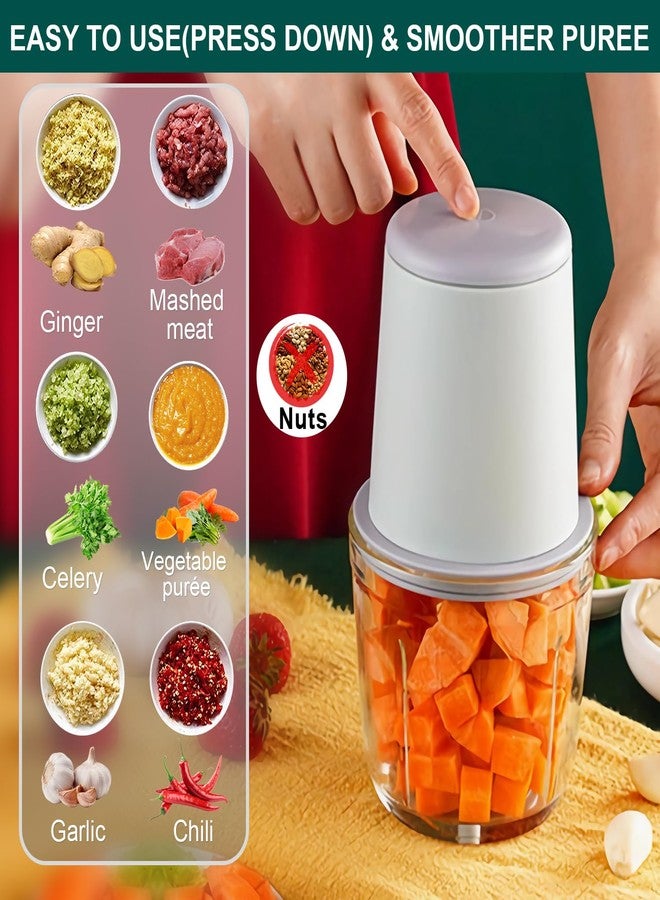 NUNET Rechargeable Cordless Food Processor & Chopper - 2 Glass Bowls (300ml & 600ml), Portable w. Carry Bag for Dicing, Mincing & Pureeing Vegetables, Fruits & Meat (2025 Upgraded w. Type C Charging) - Image 4