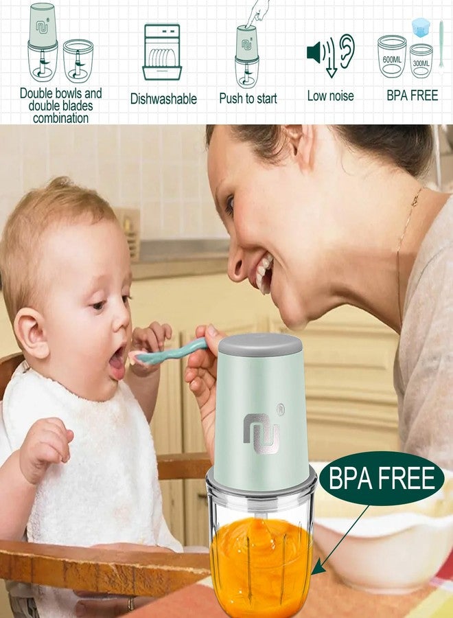 NUNET Rechargeable Cordless Food Processor & Chopper - 2 Glass Bowls (300ml & 600ml), Portable w. Carry Bag for Dicing, Mincing & Pureeing Vegetables, Fruits & Meat (2025 Upgraded w. Type C Charging) - Image 2