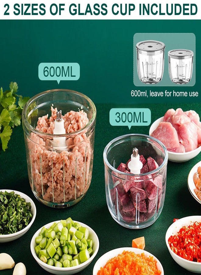 NUNET Rechargeable Cordless Food Processor & Chopper - 2 Glass Bowls (300ml & 600ml), Portable w. Carry Bag for Dicing, Mincing & Pureeing Vegetables, Fruits & Meat (2025 Upgraded w. Type C Charging) - Image 3