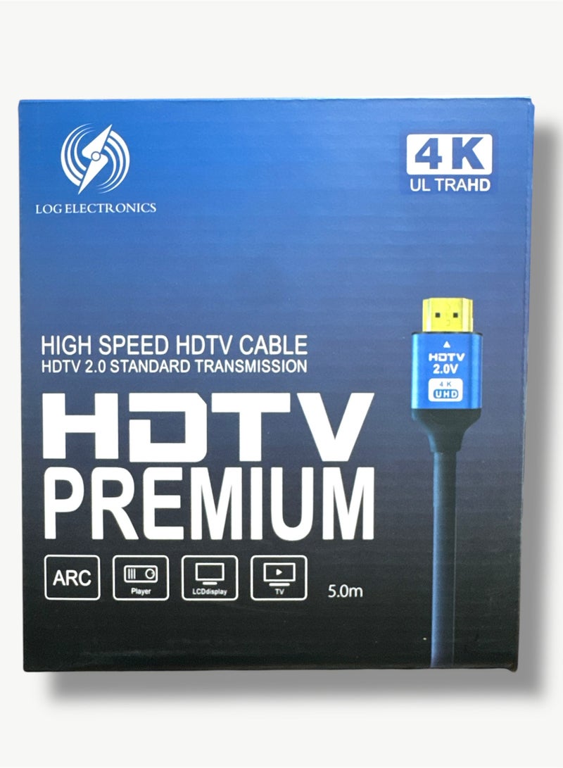 Log Electronics LOG HDMI 4K Cable 5.0M - HDTV Premium 2.0 - 24K Gold Plated Connector, Aluminum-Alloy High Speed Compatible With All HDMI-Enabled Devices - Image 3
