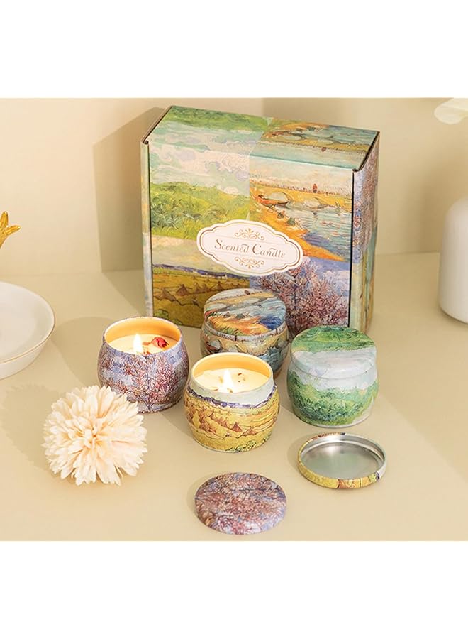 The Bros 4 Pack Scented Candles Gift Set, Relaxing Aromatherapy Candle, Portable Soy Wax Candles Use for Bath Sleep Festival Wedding, Long Lasting Tin Box candles Gift for Birthday Mothers Day Valentine's Day - Image 1