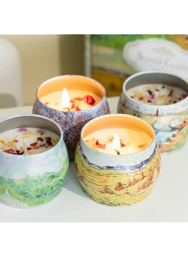 The Bros 4 Pack Scented Candles Gift Set, Relaxing Aromatherapy Candle, Portable Soy Wax Candles Use for Bath Sleep Festival Wedding, Long Lasting Tin Box candles Gift for Birthday Mothers Day Valentine's Day - Image 2
