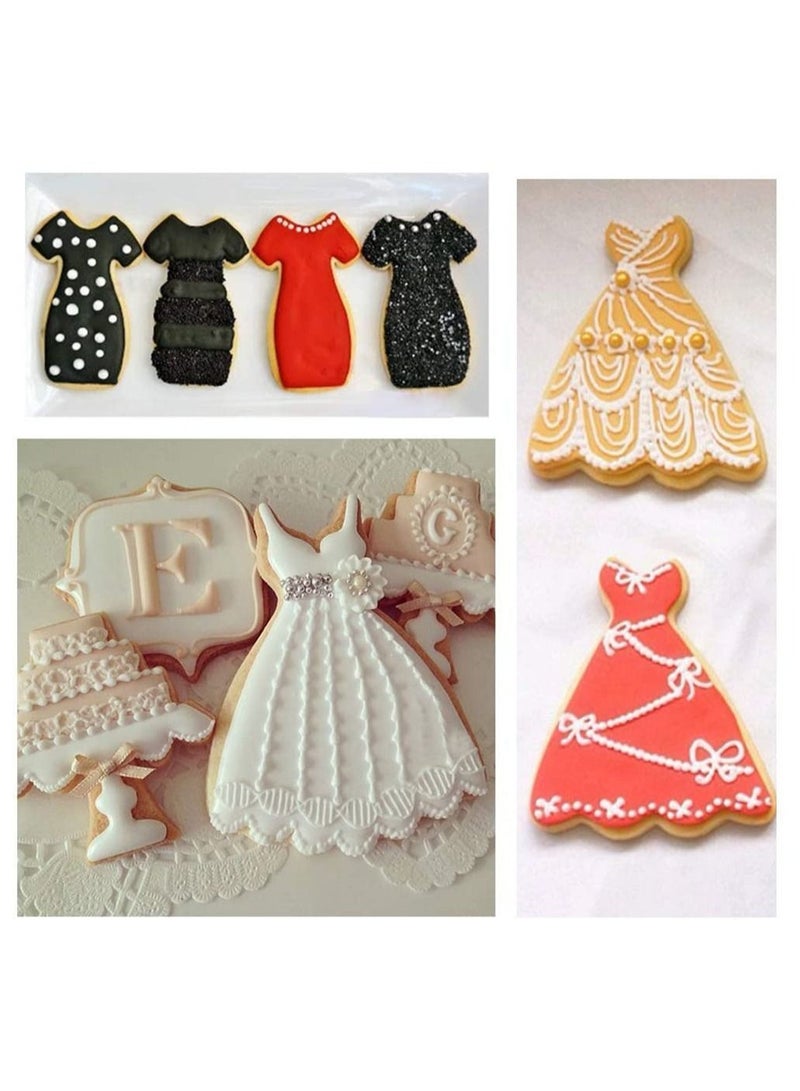 Y&D 6 Piece Stainless Steel Mini Cookie Cutter Mold Set Dress Shape Cartoon Skirt Baking Design Pastry Cake Fudge Tool - Image 2